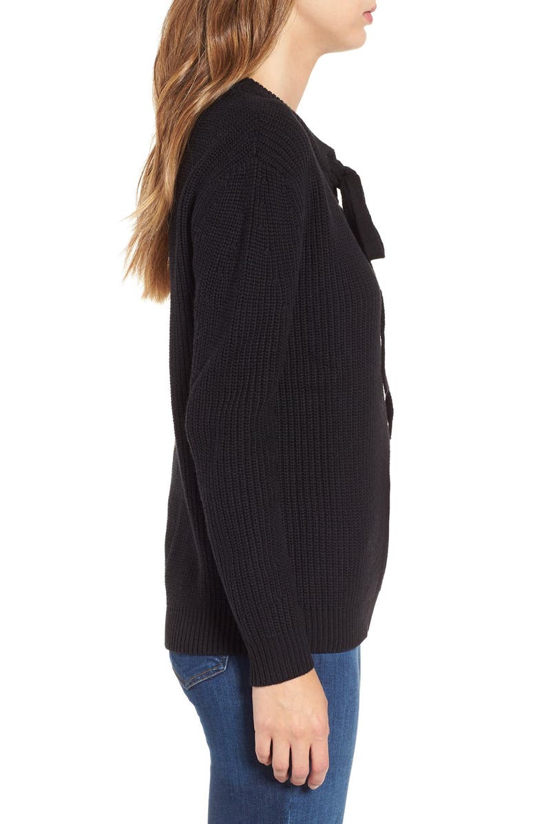 J.O.A. Lace-Up Sweater, Alternate, color,