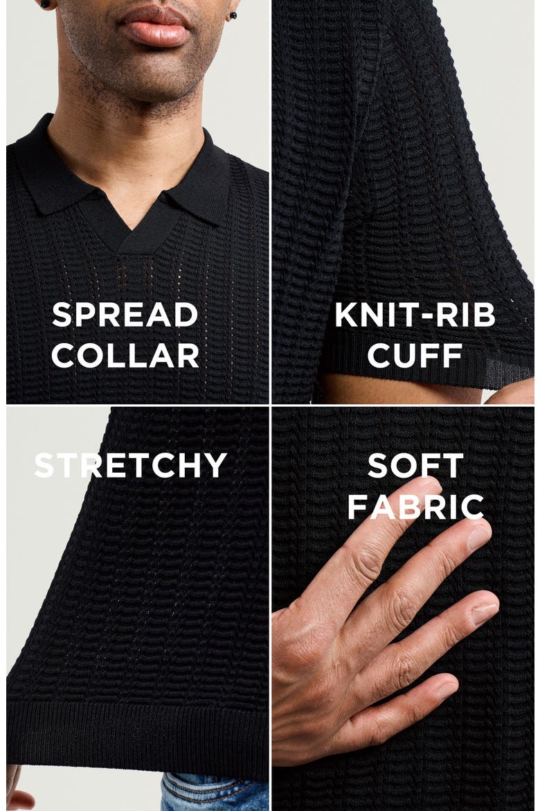 Johnny Collar Knit Polo, Alternate, color, BLACK