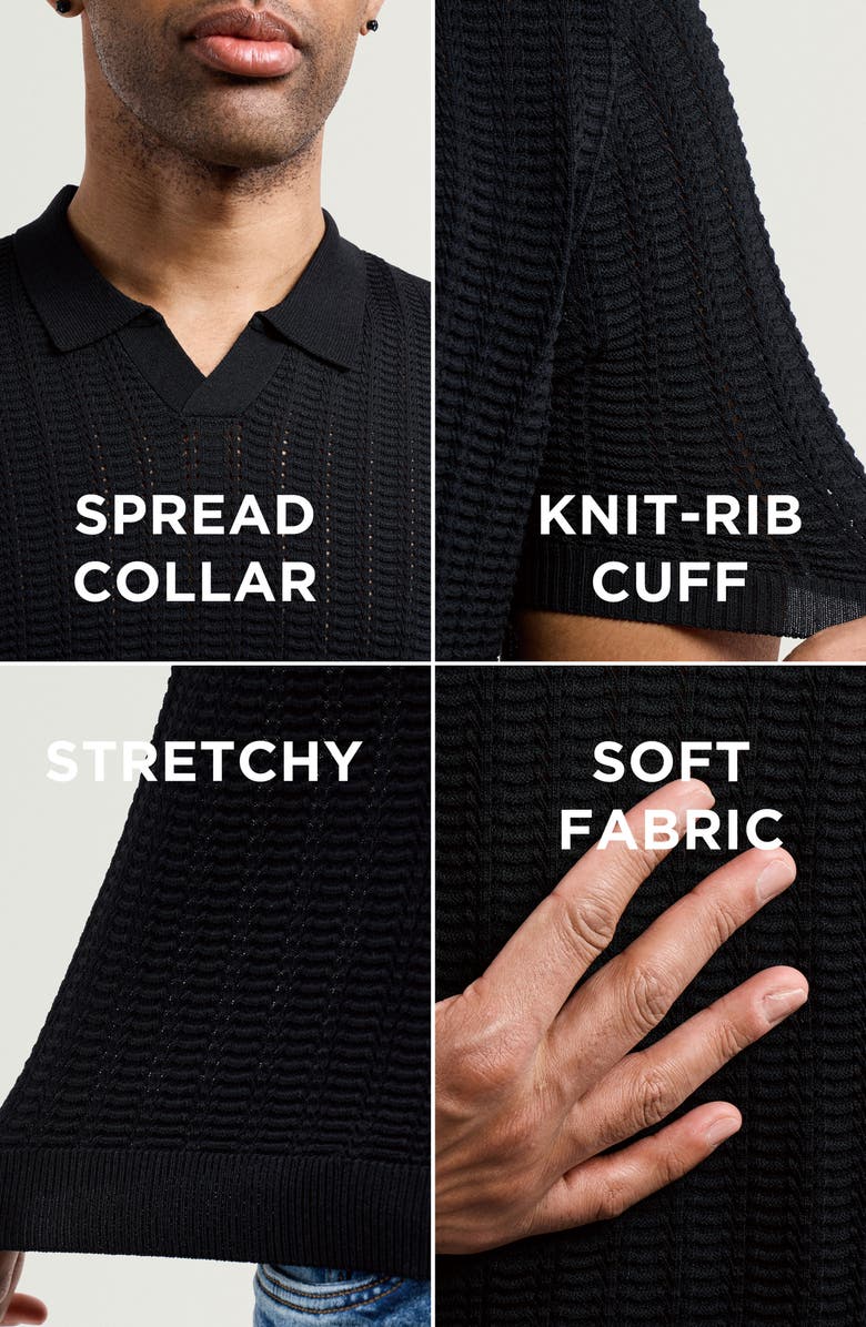 XRAY Johnny Collar Knit Polo, Alternate, color, Black