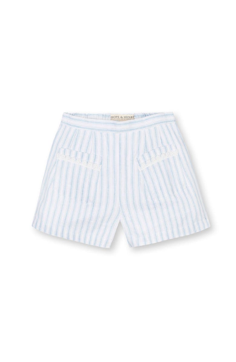 Hope & Henry Girls' Pull-On Flat Front Linen Short, Infant, Alternate, color, Riviera Stripe