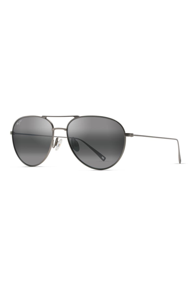 Walaka 57mm PolarizedPlus2® Aviator Sunglasses, Alternate, color, SILVER