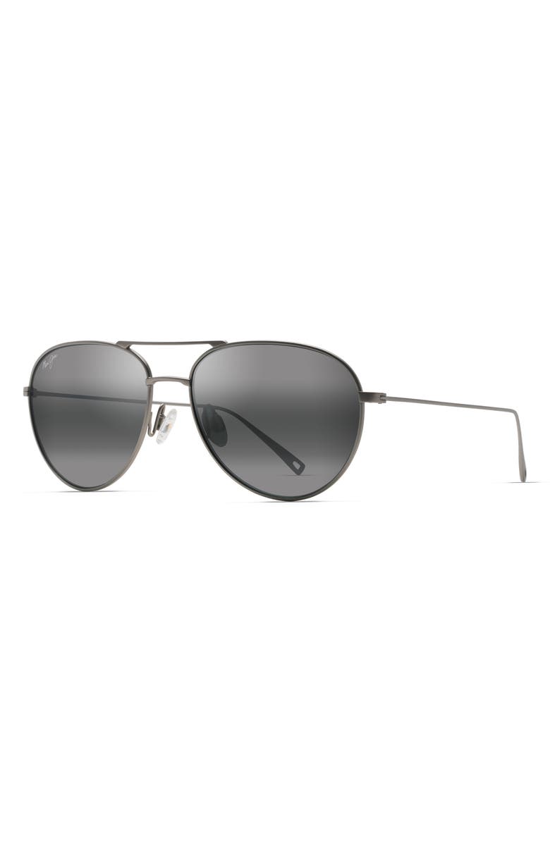 Maui Jim Walaka 57mm PolarizedPlus2<sup>®</sup> Aviator Sunglasses, Alternate, color, Matte Titanium