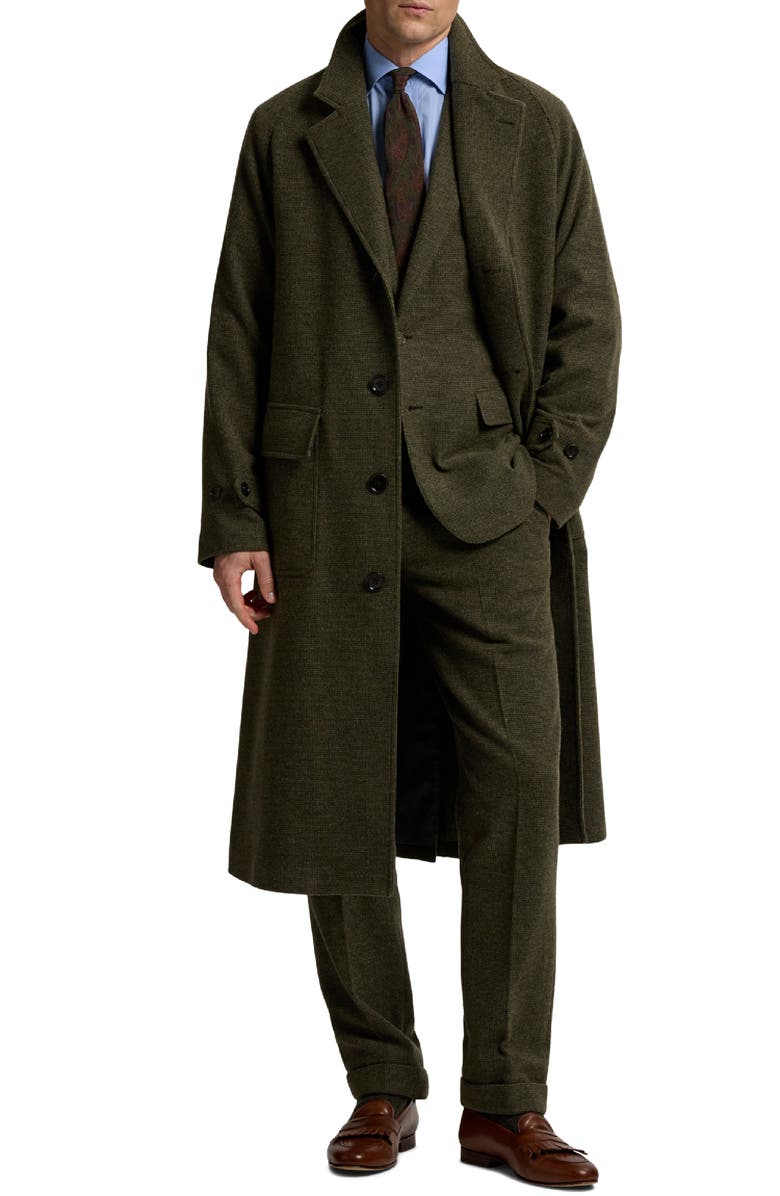 Ralph Lauren Purple Label Wool & Silk Blend Tick Weave Topcoat, Main, color, Loden Multi