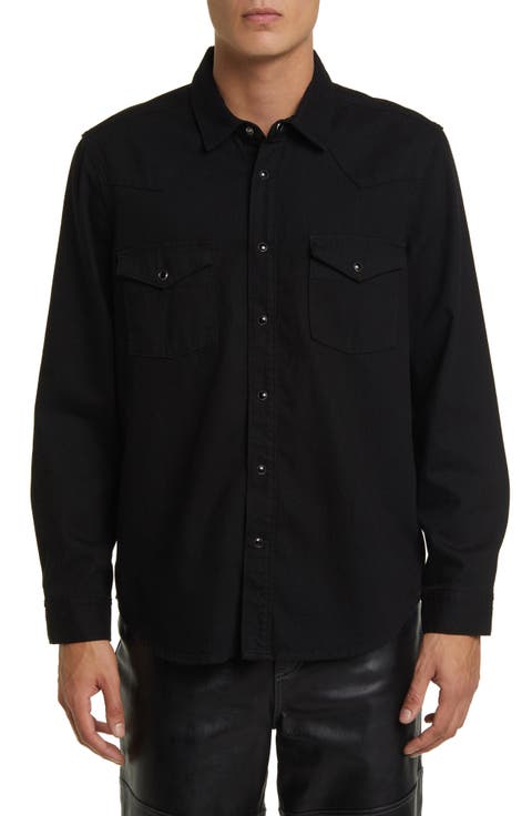 Western Denim Button-Up Shirt