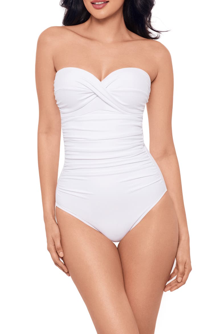 Rock Solid Madrid Bandeau One-Piece Swimsuit, Main, color, WHT