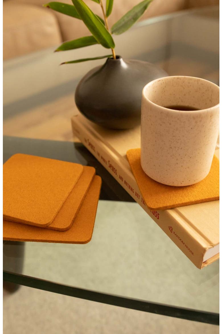Bierfilzl Merino Wool  Coaster set, Alternate, color, Turmeric