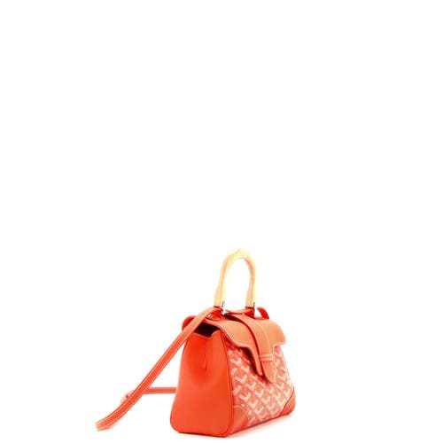 Pre-owned Goyard  Goyard Saigon Top Handle Bag Coated Canvas With Leather Mini In Orange