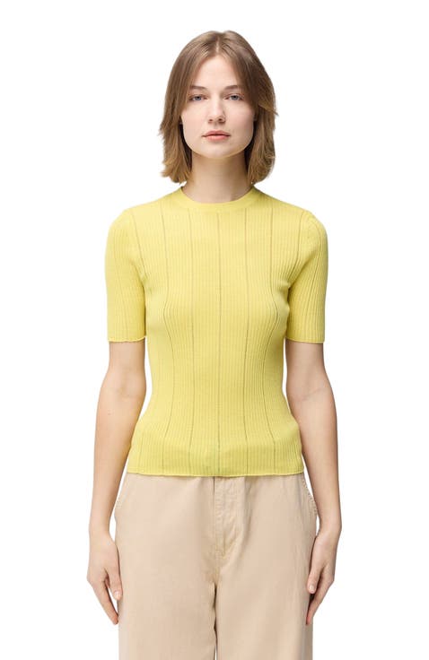 Ajour-Knit Cashmere Silk Top