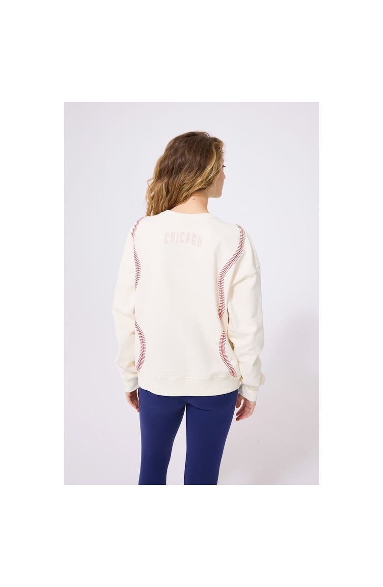 Terez Women's Terez  Cream Chicago Cubs Baseball Stitch Pullover Sweatshirt, Alternate, color, Cream