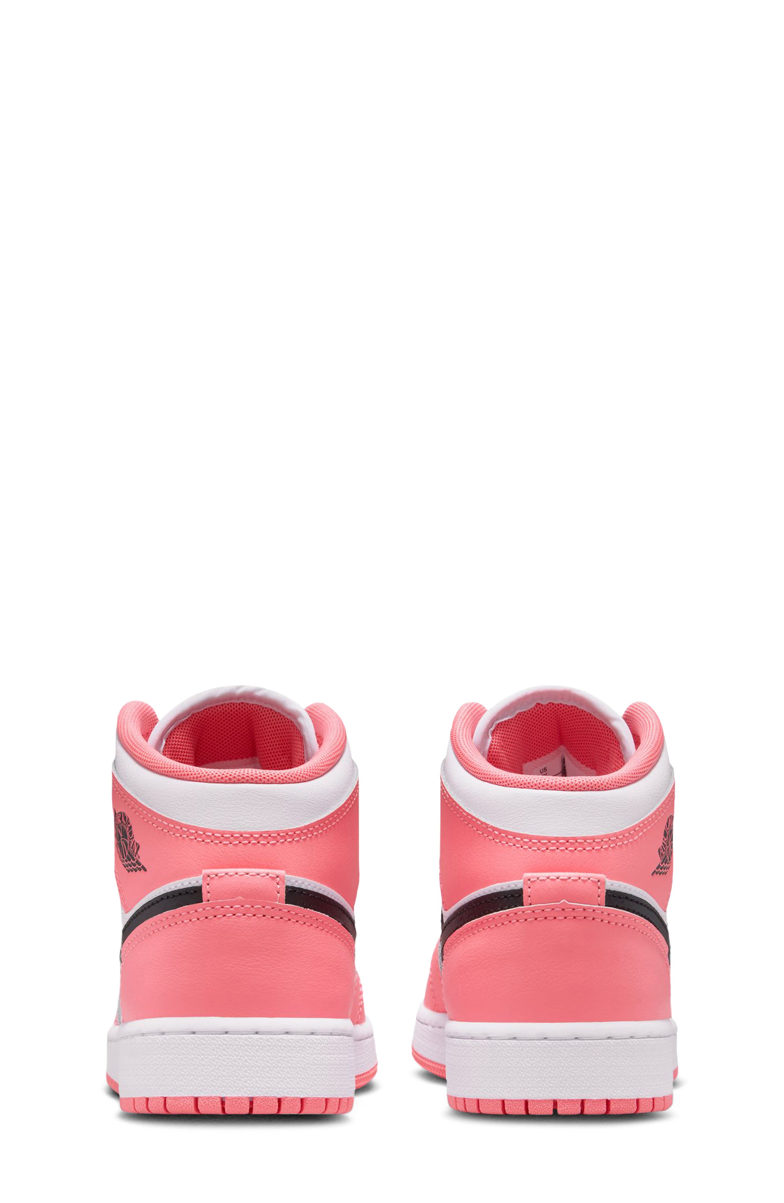 Kids' Air Jordan 1 Mid Sneaker, Alternate, color, PINK GAZE/ BLACK/ WHITE