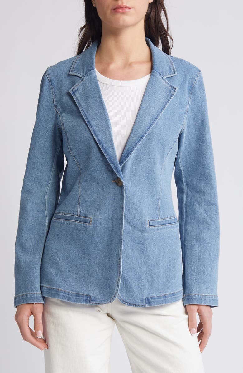 VERO MODA Magnolia One-Button Denim Blazer, Alternate, color, 