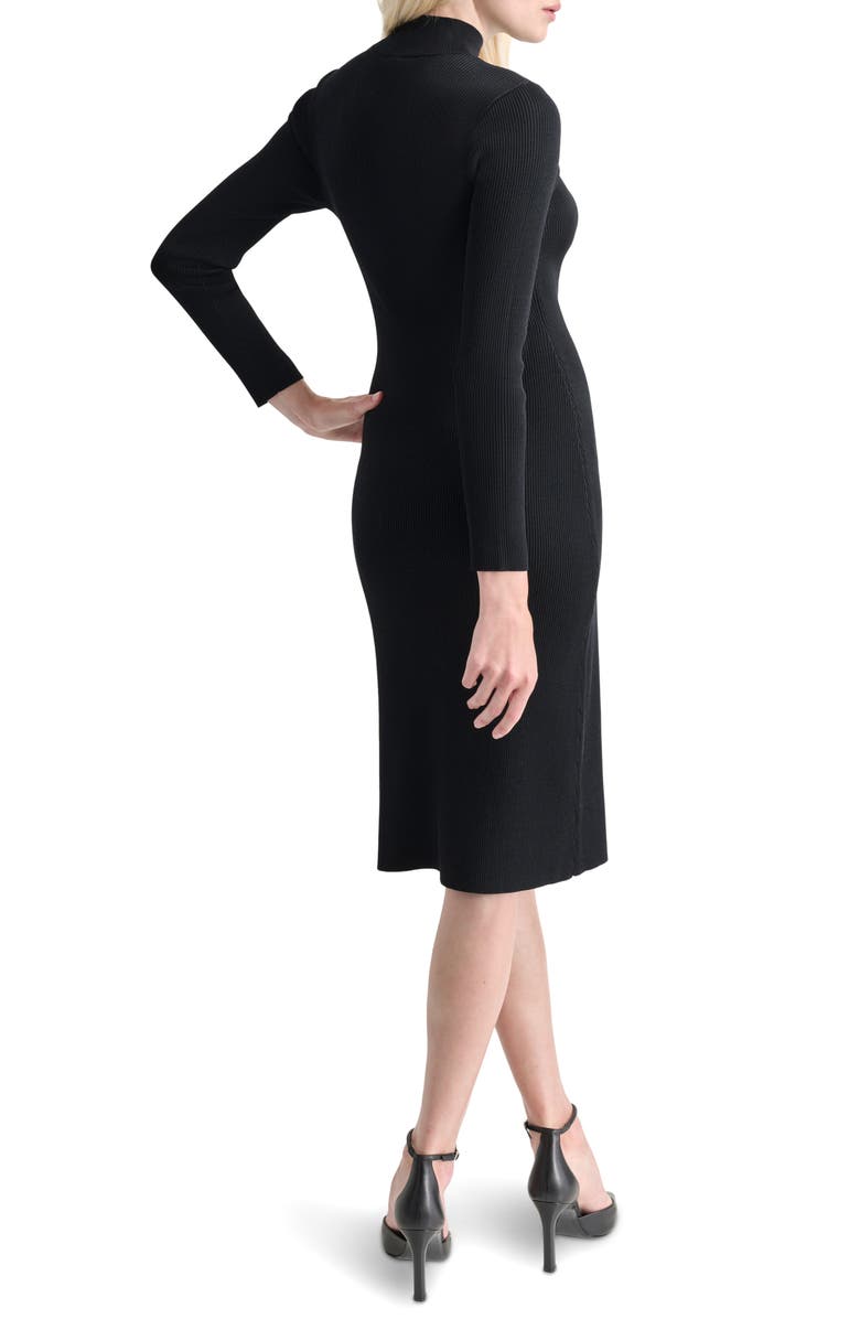 DKNY Mock Neck Long Sleeve Sweater Dress, Alternate, color, Black