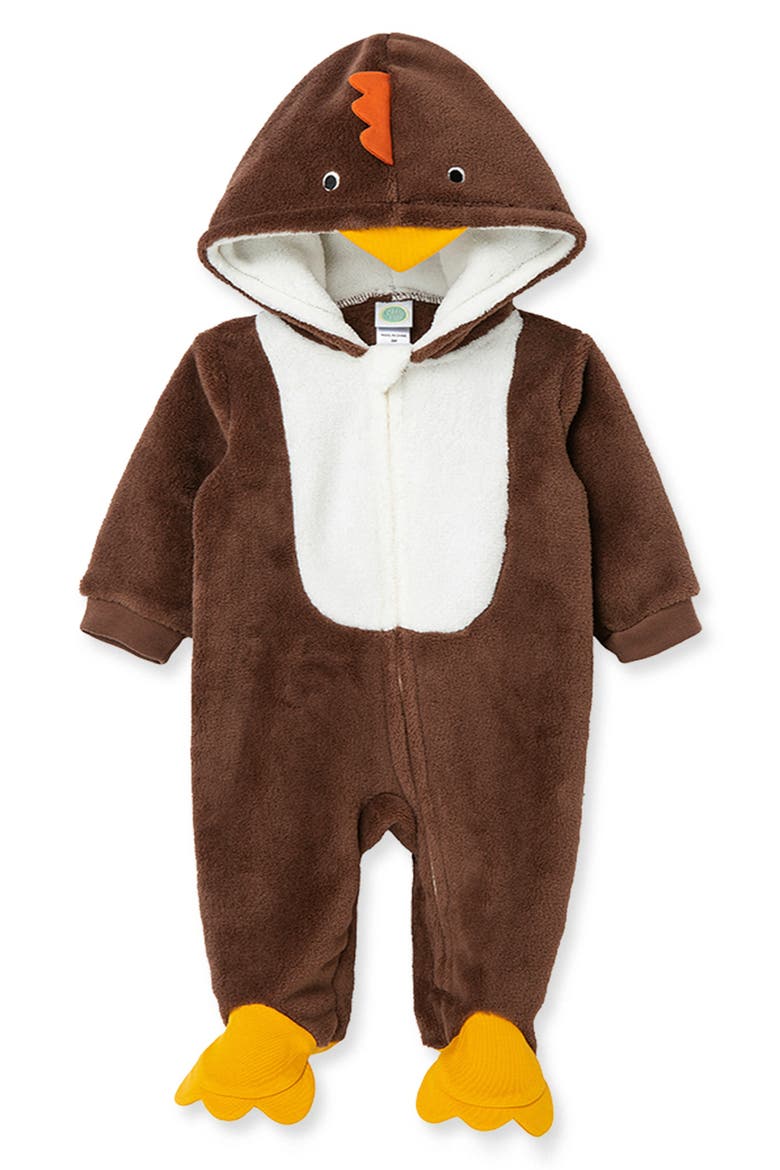 Kids' Turkey Fleece Footie, Alternate, color, BROWN