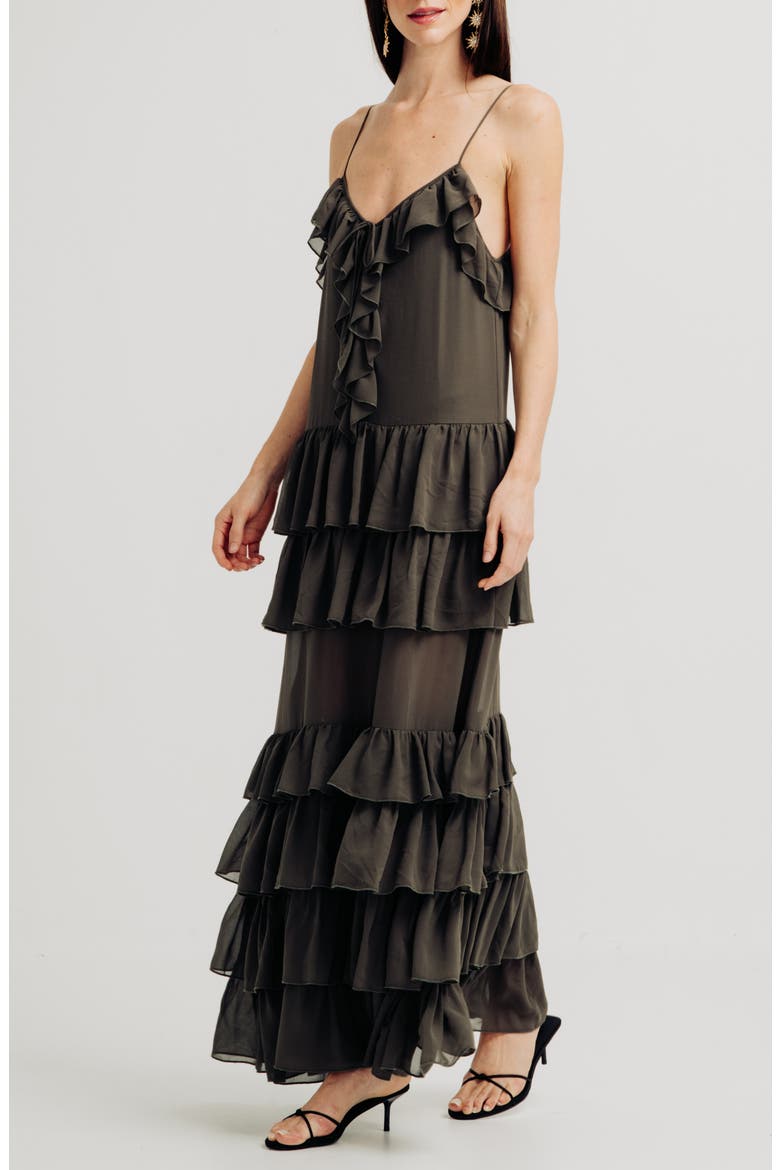 Orcadia Tiered Maxi Dress, Alternate, color, DARK GREY
