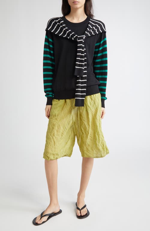 Zankov Theodore Stripe Merino Wool Sweater With Stripe Scarf Detail In Multi