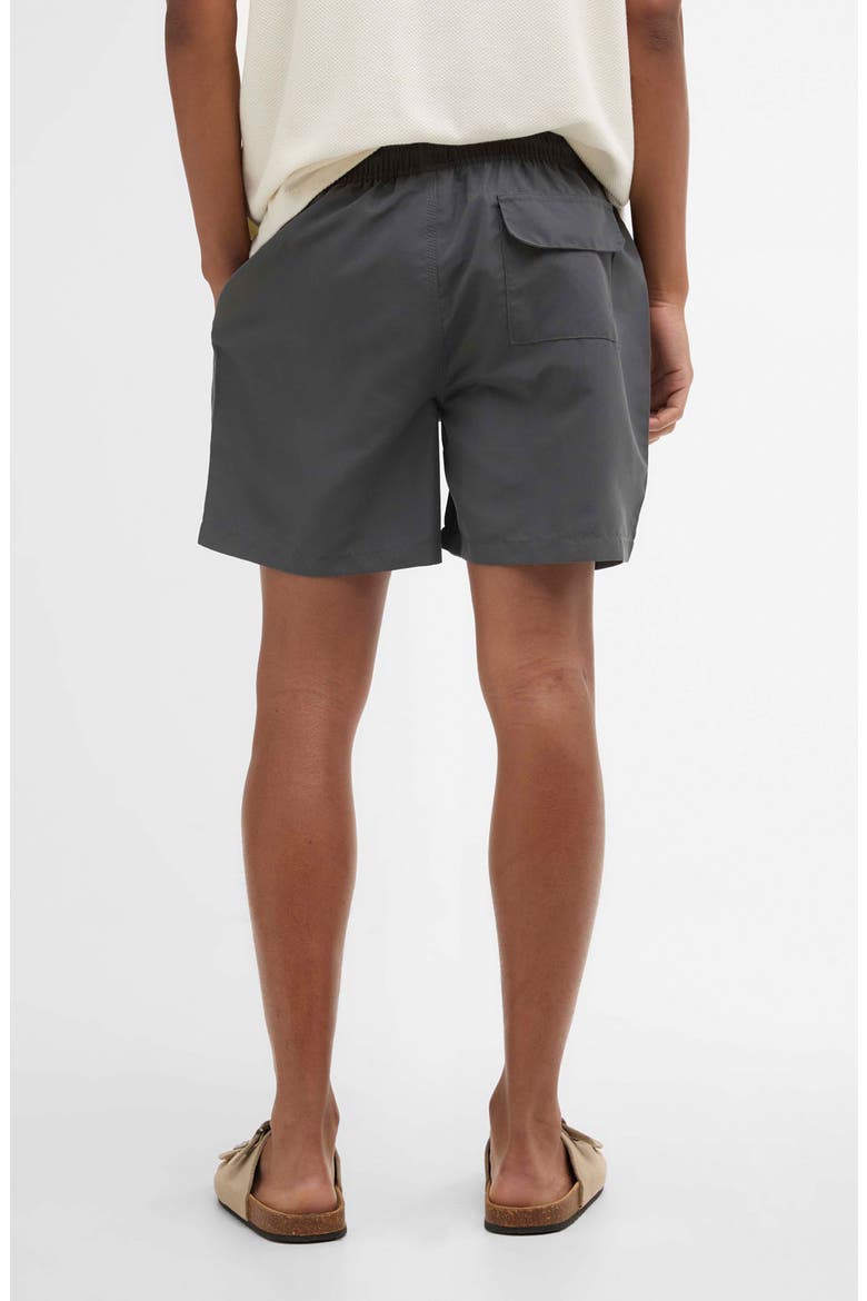 Water Reactive Leaf Print Swim Trunks, Alternate, color, ASPHALT