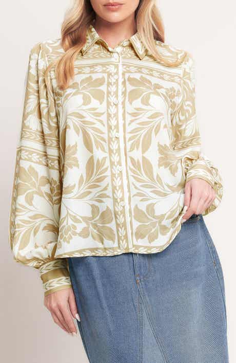 Botanical Print Long Sleeve Button Shirt