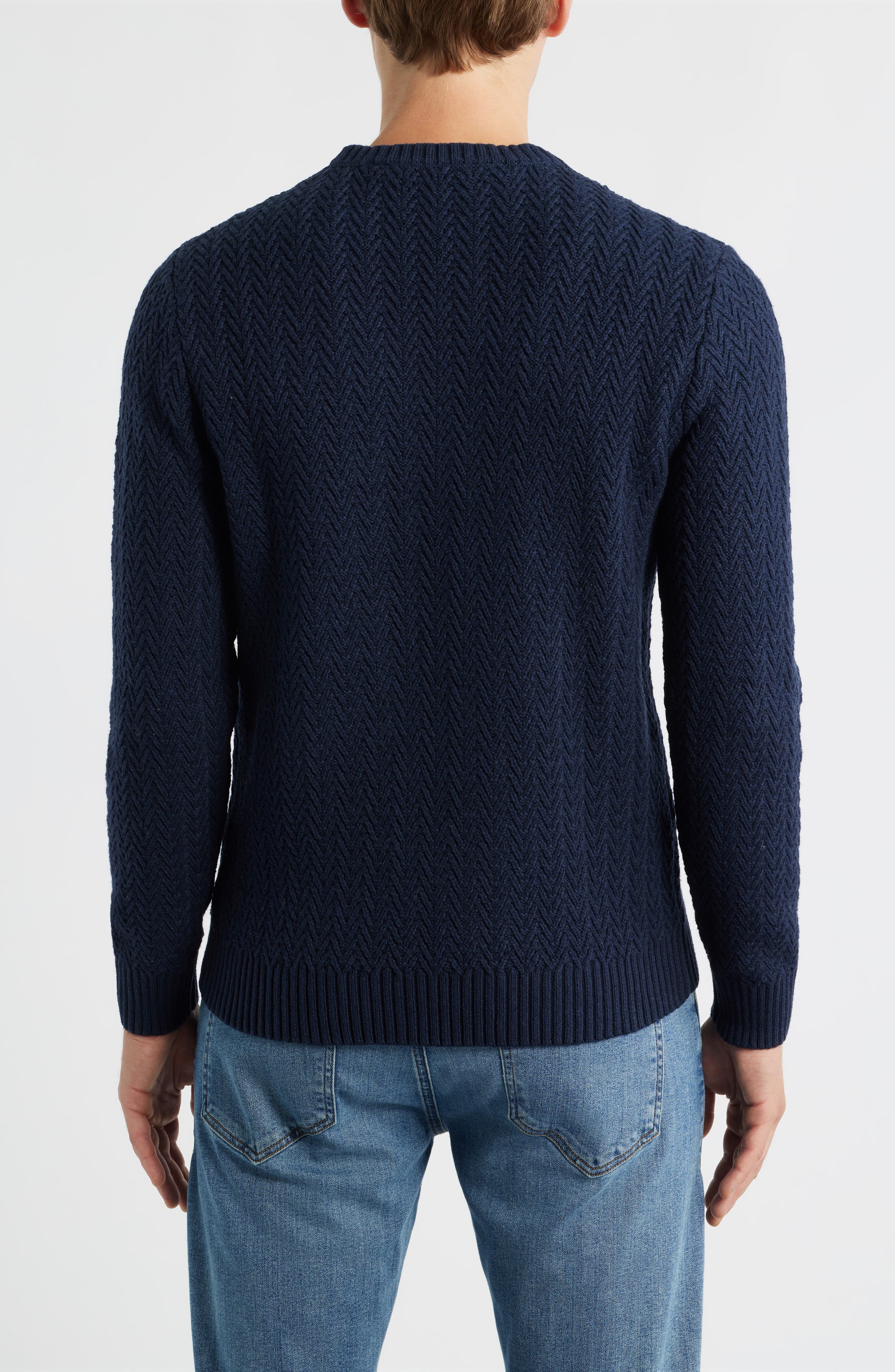 Ayr Herringbone Stitch Cotton & Wool Blend Sweater - image 4