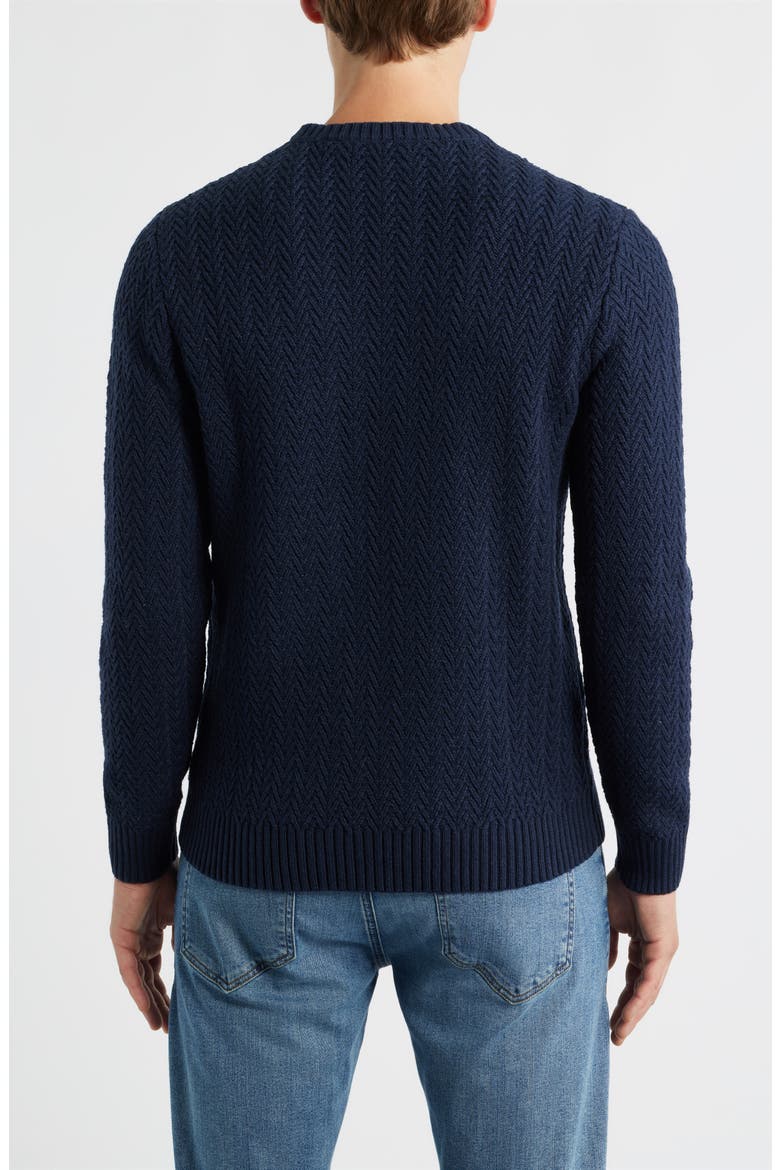 Ayr Herringbone Stitch Cotton & Wool Blend Sweater, Alternate, color, NAVY