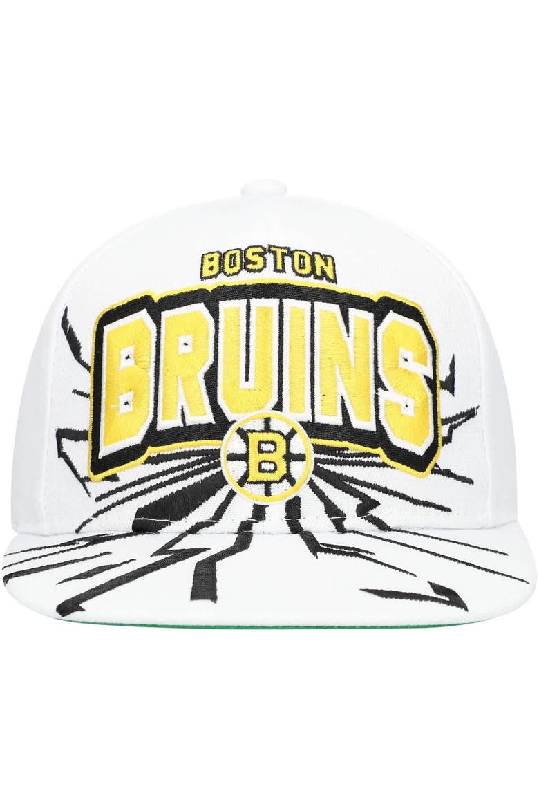 Youth Mitchell & Ness White Boston Bruins After Shock Snapback Hat, Alternate, color, White