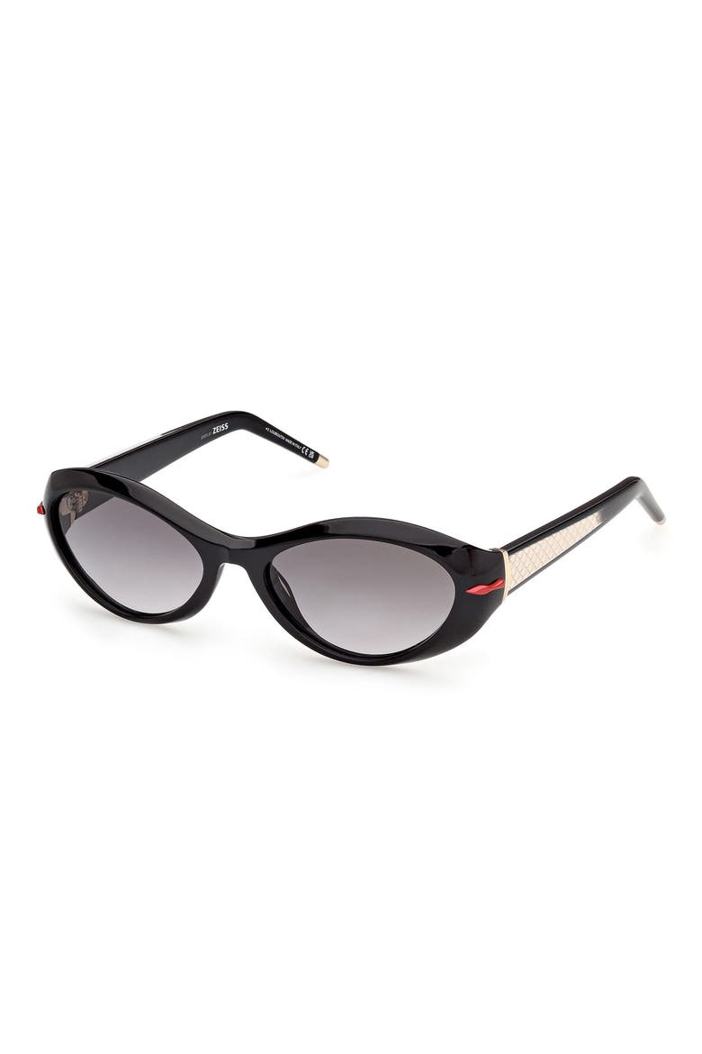 55mm Oval Sunglasses, Alternate, color, BLACK / BILAYER BLACK