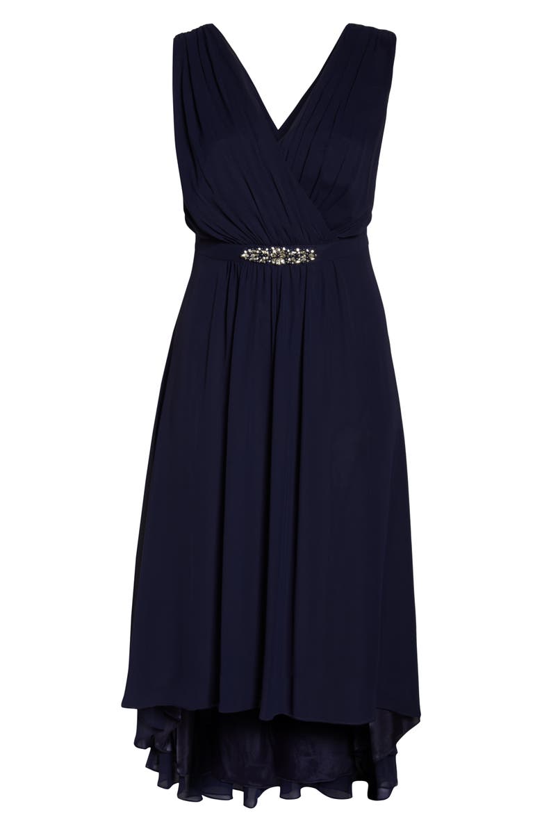 Eliza J Wrap Look High/Low Chiffon Dress, Alternate, color,
