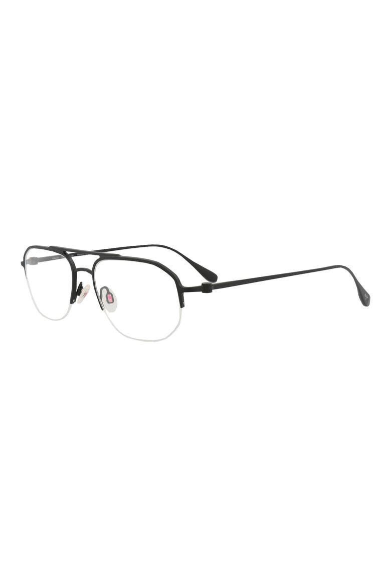 53mm Half Rim Optical Glasses, Alternate, color, BLACK BLACK TRANSPARENT
