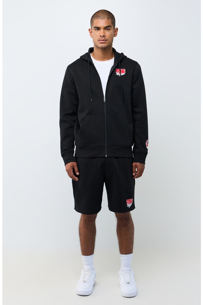 Logo Full Zip Hoodie, Alternate, color, JET BLACK