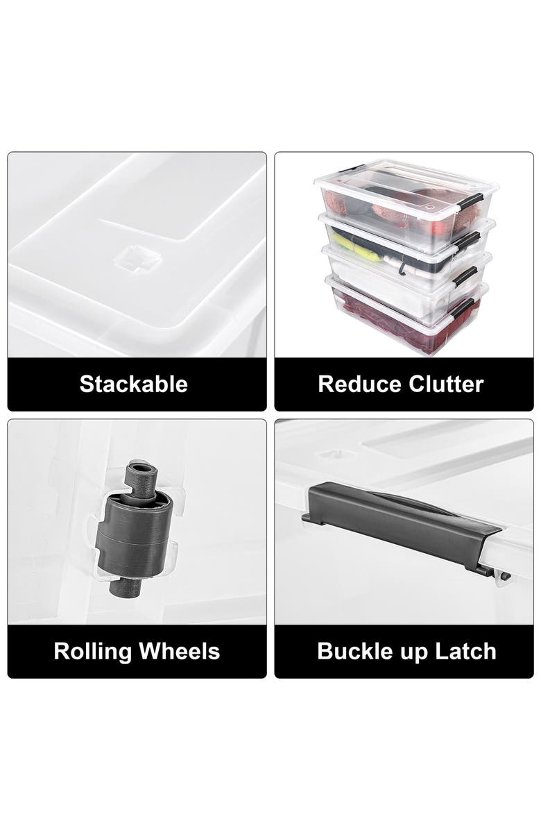 SORBUS 8-Pack 40-Quart Underbed Storage Bins, Alternate, color, Clear