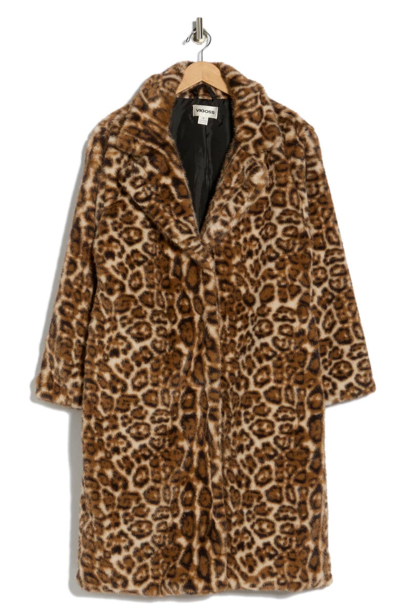 Vigoss Faux Fur Longline Coat, Alternate, color, Cheetah