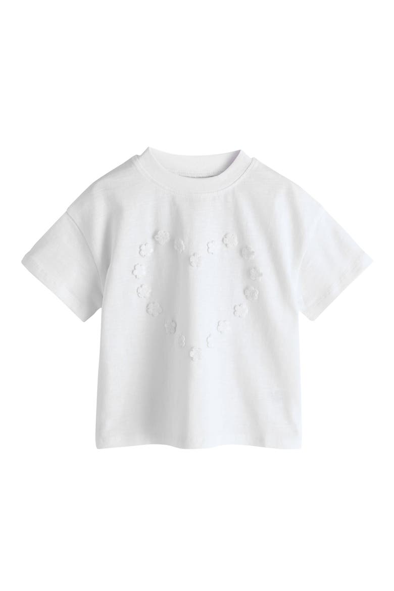Kids' Crochet Flower Heart T-Shirt, Main, color, NEUTRAL