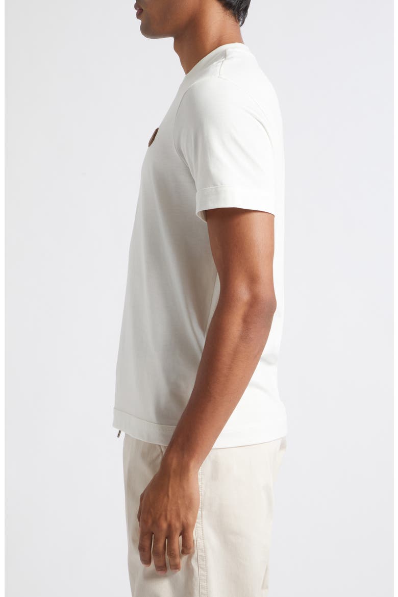 Leather Logo Patch Cotton T-Shirt, Alternate, color, SILK WHITE