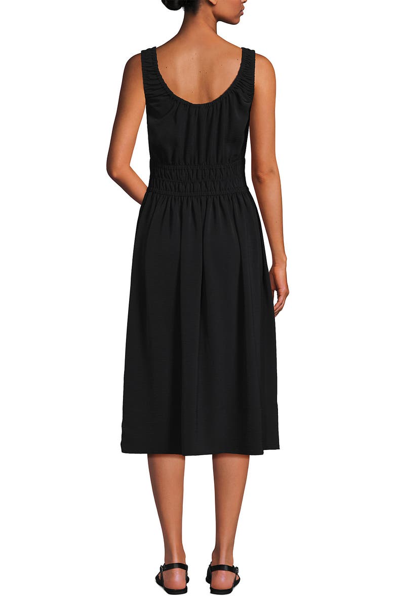 Lands' End Sleeveless Poplin Smocked Midi Dress, Alternate, color, Black