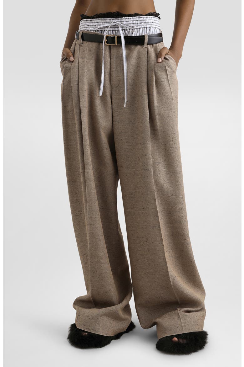 Wide Leg Pleated Pants, Main, color, S8230 WHITE-BEIGE-HAZELNUT