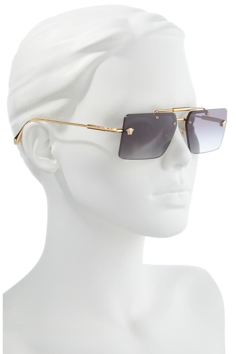 60mm Gradient Rectangular Sunglasses, Alternate, color, GOLD/FUCHSIA