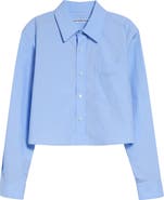 Alexander Wang Logo Crop Cotton Button-Up Shirt