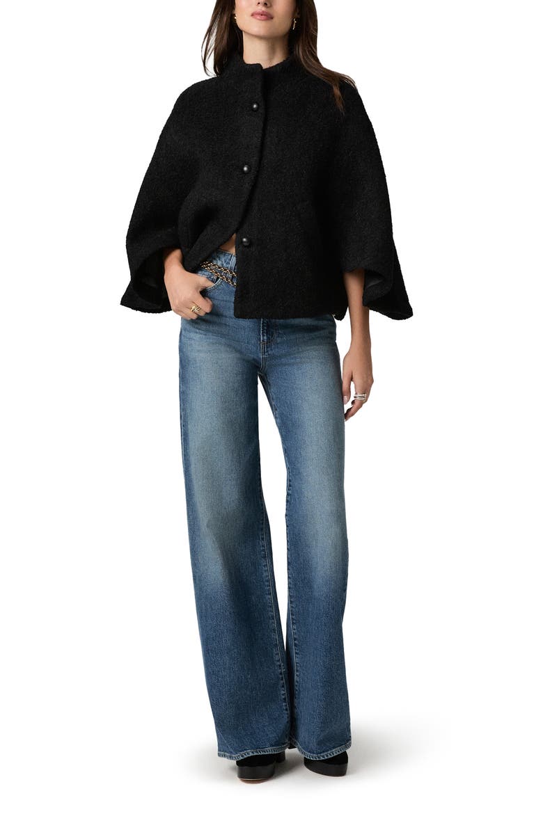 Alberta Wool Blend Cape, Alternate, color, BLACK