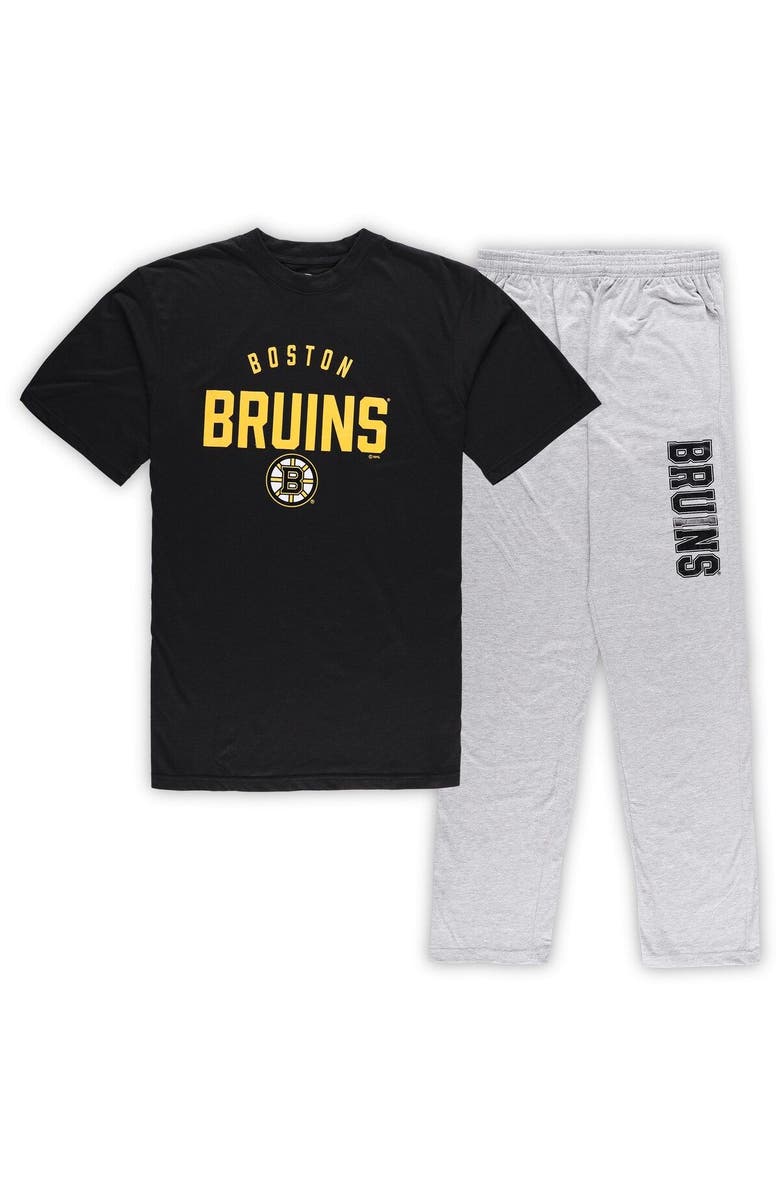 PROFILE Men's Boston Bruins Black/Heather Gray Big & Tall T-Shirt & Pants Lounge Set, Main, color, 
