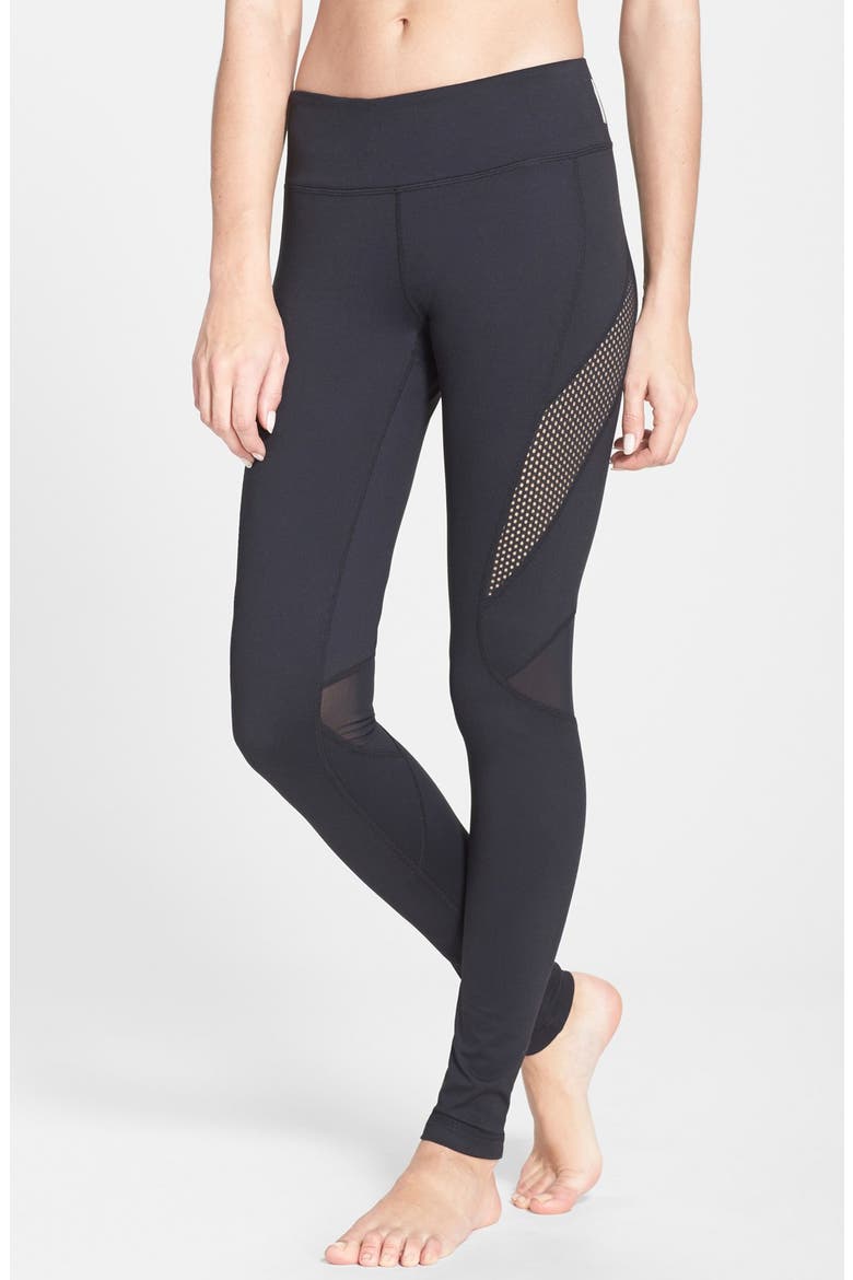 'Optic Mesh' Leggings, Main, color, BLACK