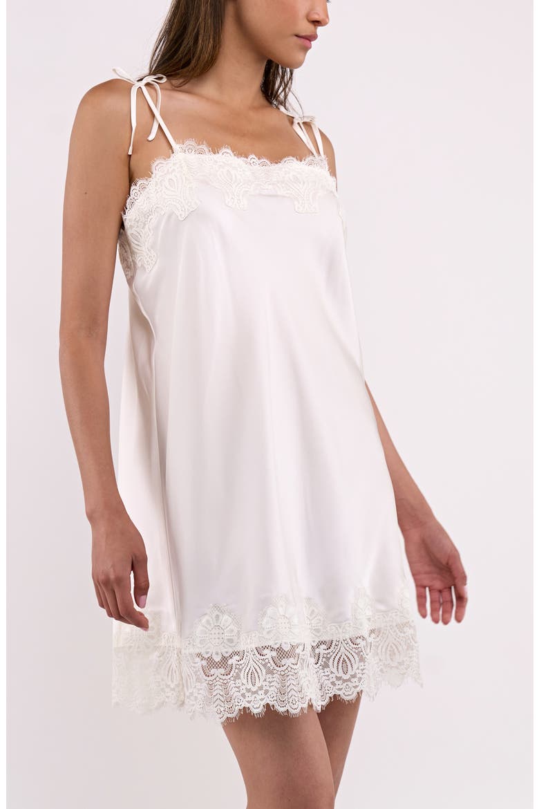 Celeste Lace Trim Chemise, Alternate, color, IVORY
