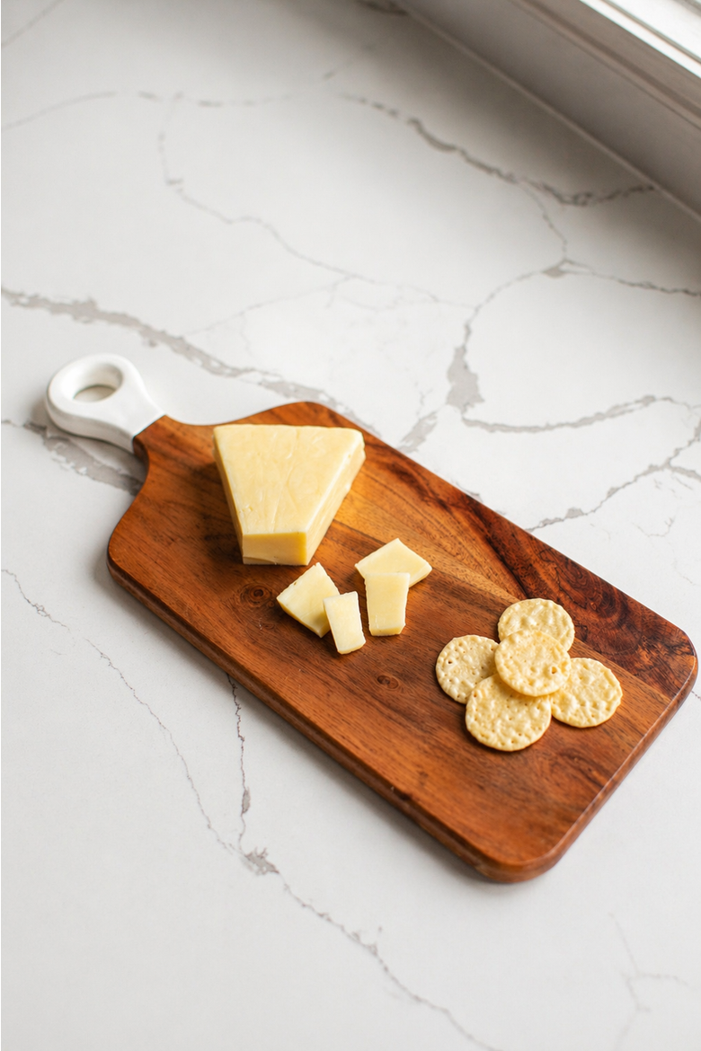 Wood + White Collection Acacia Wood Rectangle Charcuterie Board, Alternate, color, white, brown