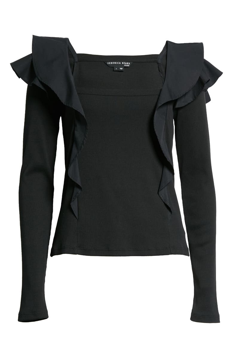 Veronica Beard Gidea Ruffle Mixed Media Top, Alternate, color, 