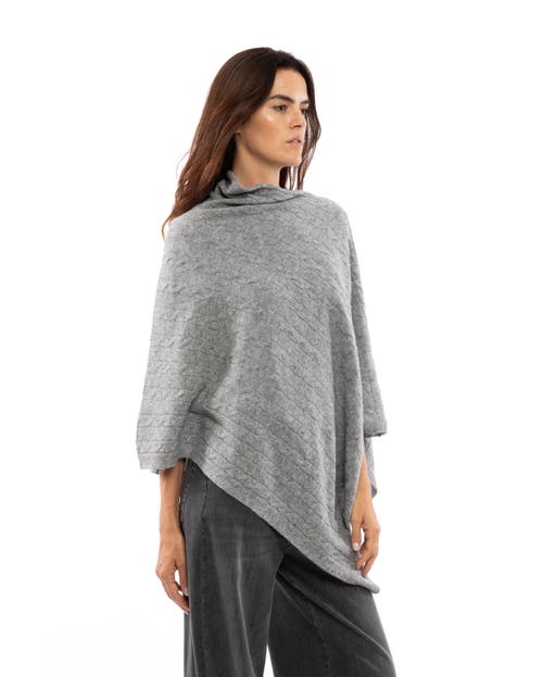 Monticelli Cashmere Pure Cashmere Textured Knit Poncho In Gray