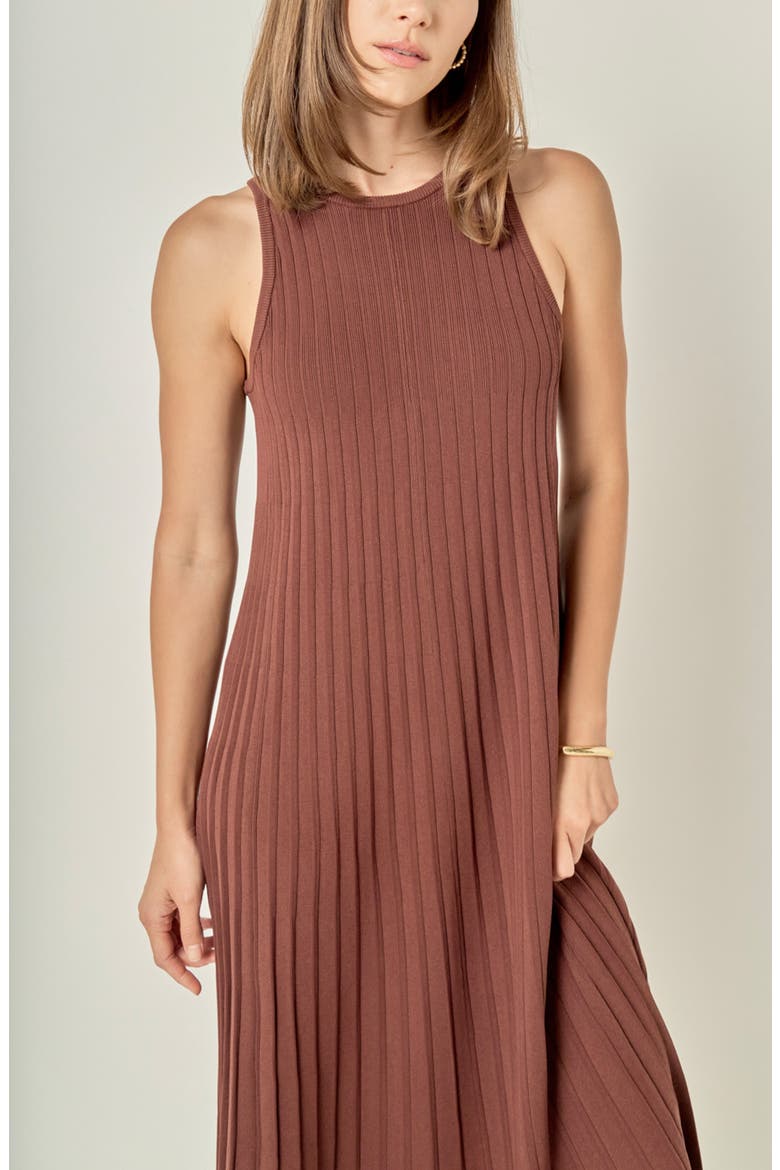 Pleated Knit Sleeveless Maxi Dress, Alternate, color, CHOCOLATE BROWN