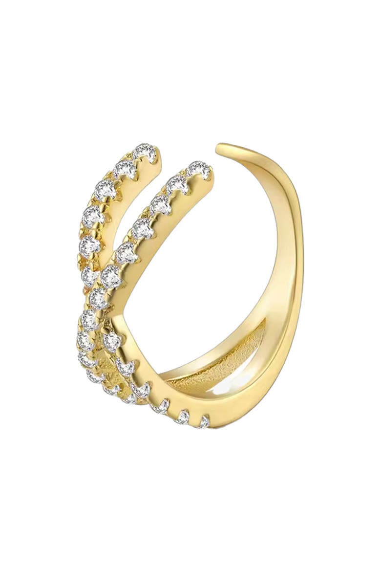 Pave X Ear Cuff, Main, color, Gold