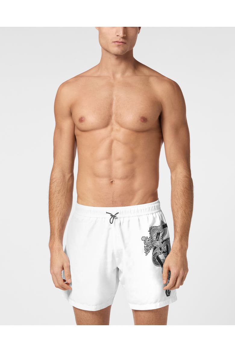 Beachwear Short Trousers Dragon Men, Main, color, white