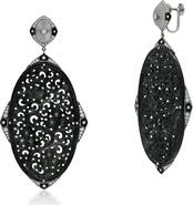 Fred Leighton Carved Black Jade & Diamond Pendant Drop Earrings