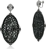 Fred Leighton Carved Black Jade & Diamond Pendant Drop Earrings