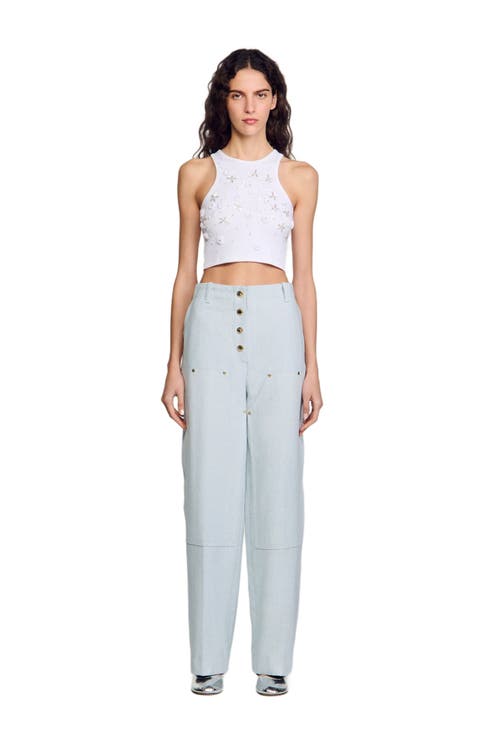 Beaded and rhinestone tank top