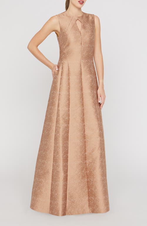 Kay Unger Gabriella Jacquard Gown In Neutral